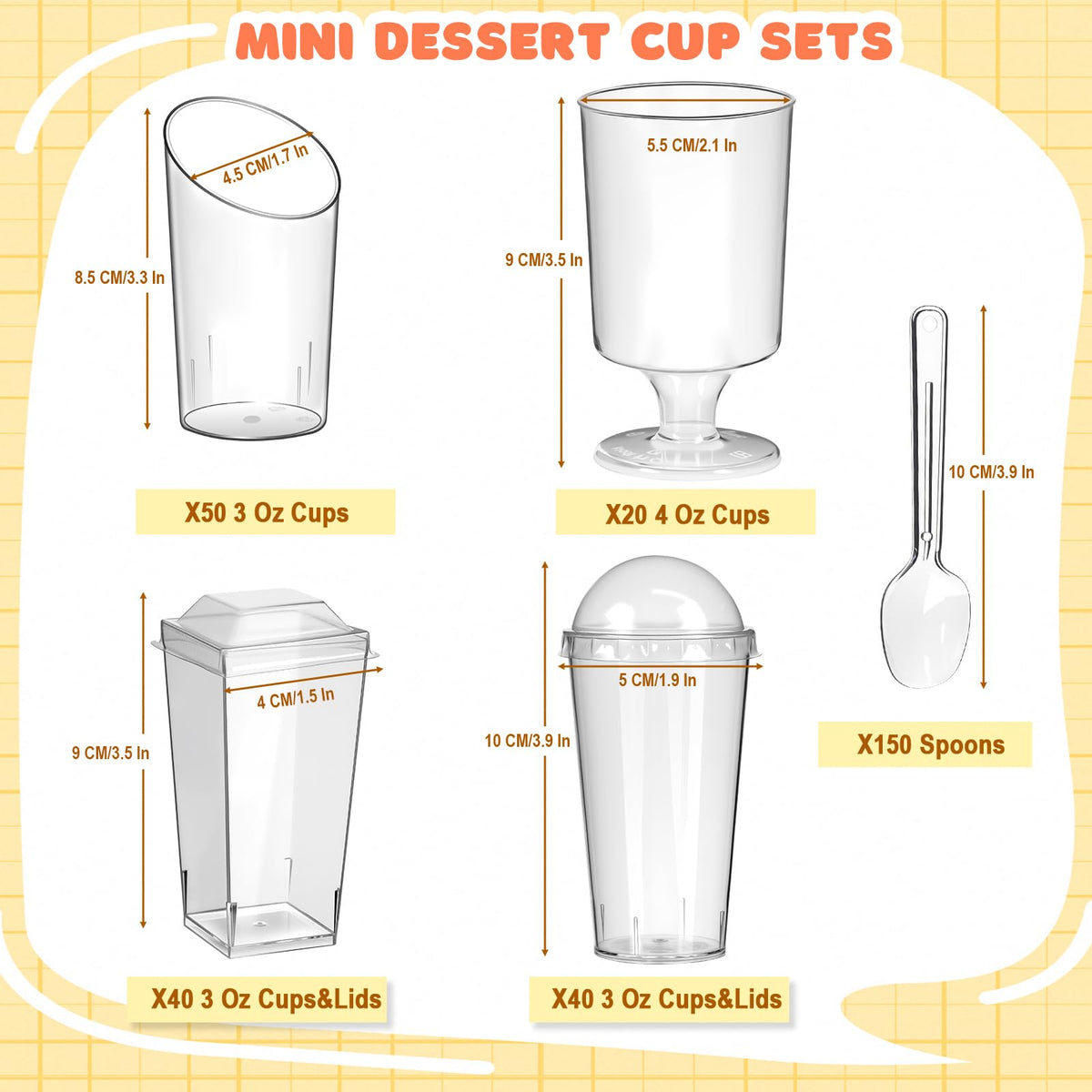 LifeIdeas 3 oz round-lidded cups ideal for parfaits and shooters.