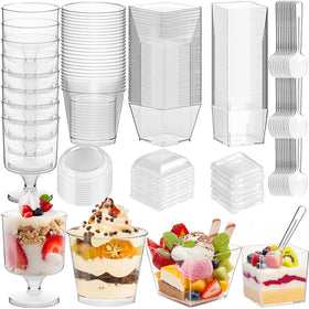 LifeIdeas 7oz round dessert cup with lid and spoon, ideal for layered desserts