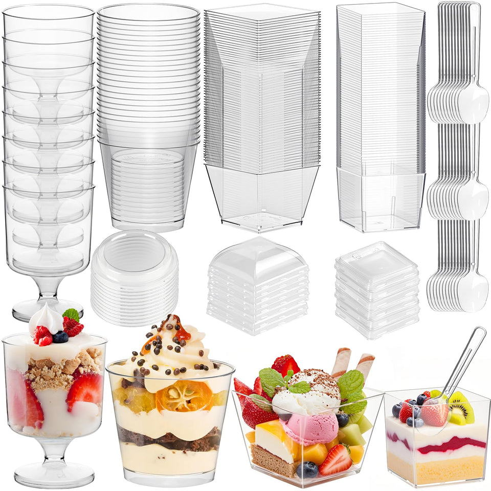 LifeIdeas 7oz round dessert cup with lid and spoon, ideal for layered desserts