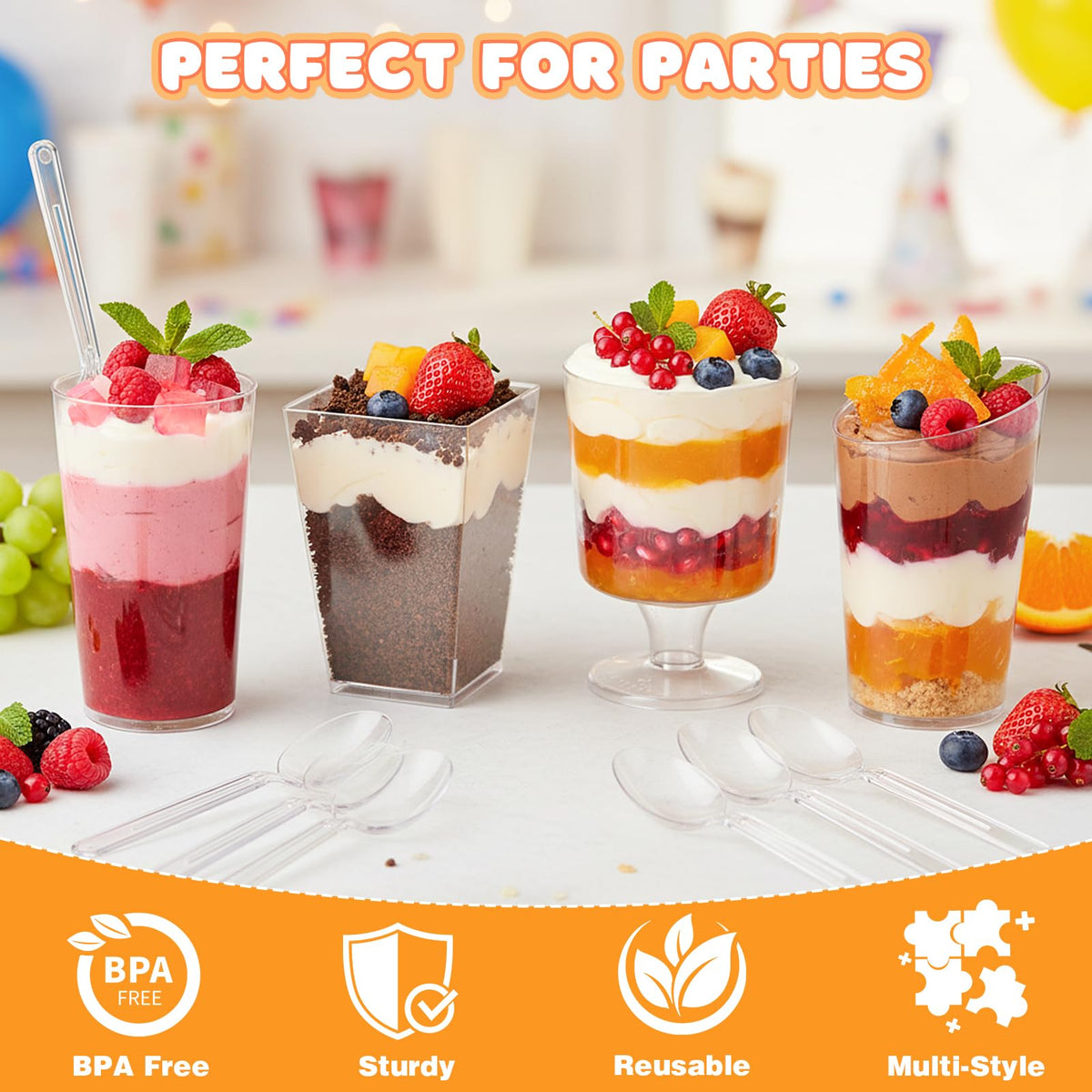 LifeIdeas 4 oz stemmed cups great for layered desserts and presentations.