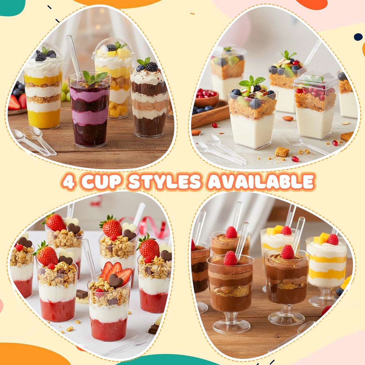 LifeIdeas beveled-edge 3 oz cups add a premium look to desserts.
