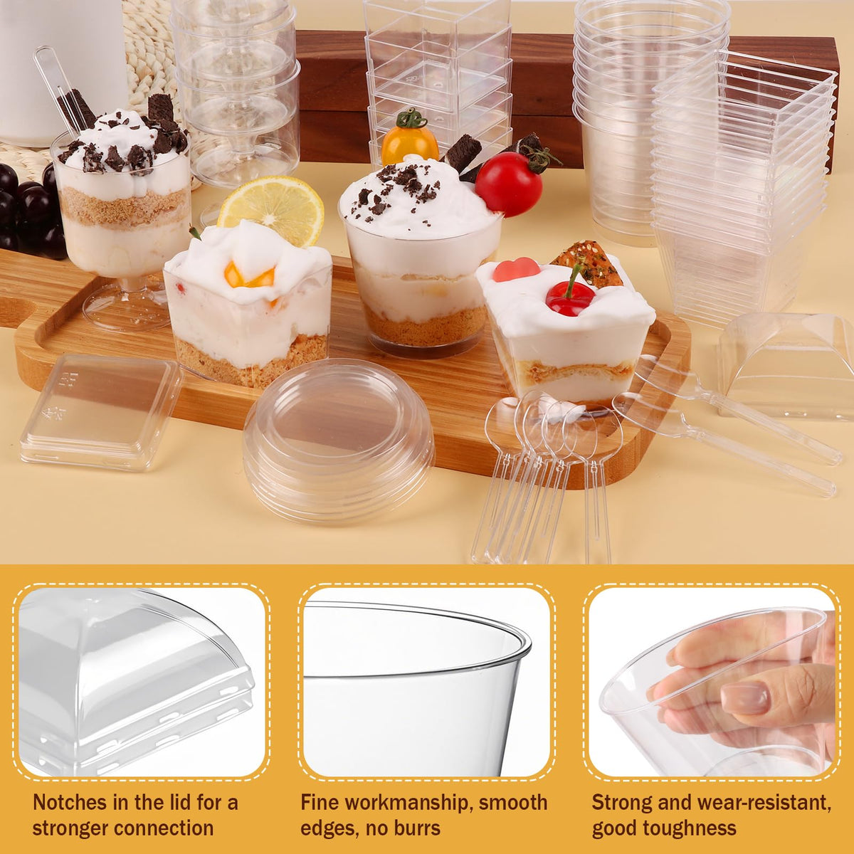 LifeIdeas 4oz square cup with lid, ideal for parfaits and fruit cups