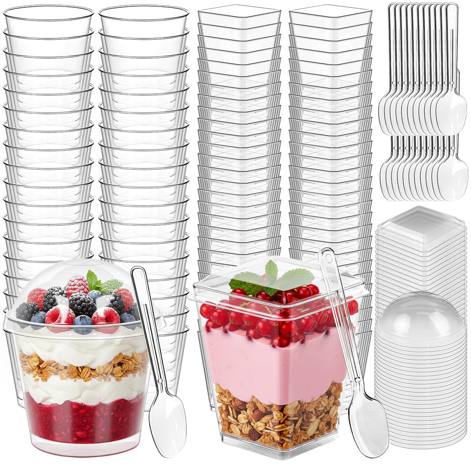 LifeIdeas clear dessert cups set displays 5oz and 7oz sizes for elegant treats.