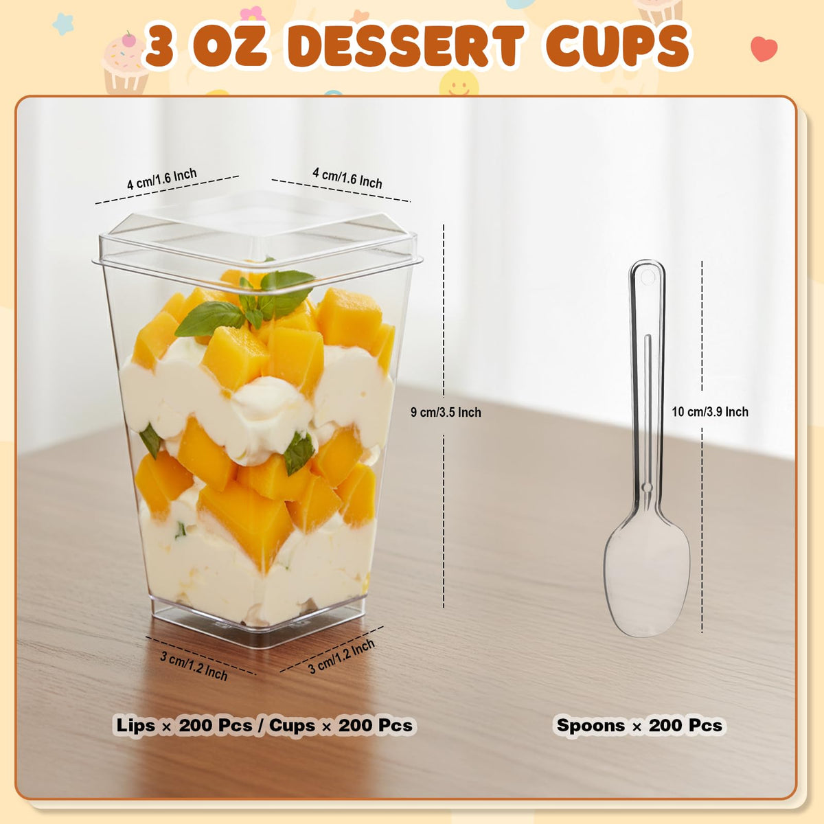 LifeIdeas square clear dessert cups showing layered treats for visual appeal.