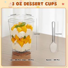 LifeIdeas square clear dessert cups showing layered treats for visual appeal.