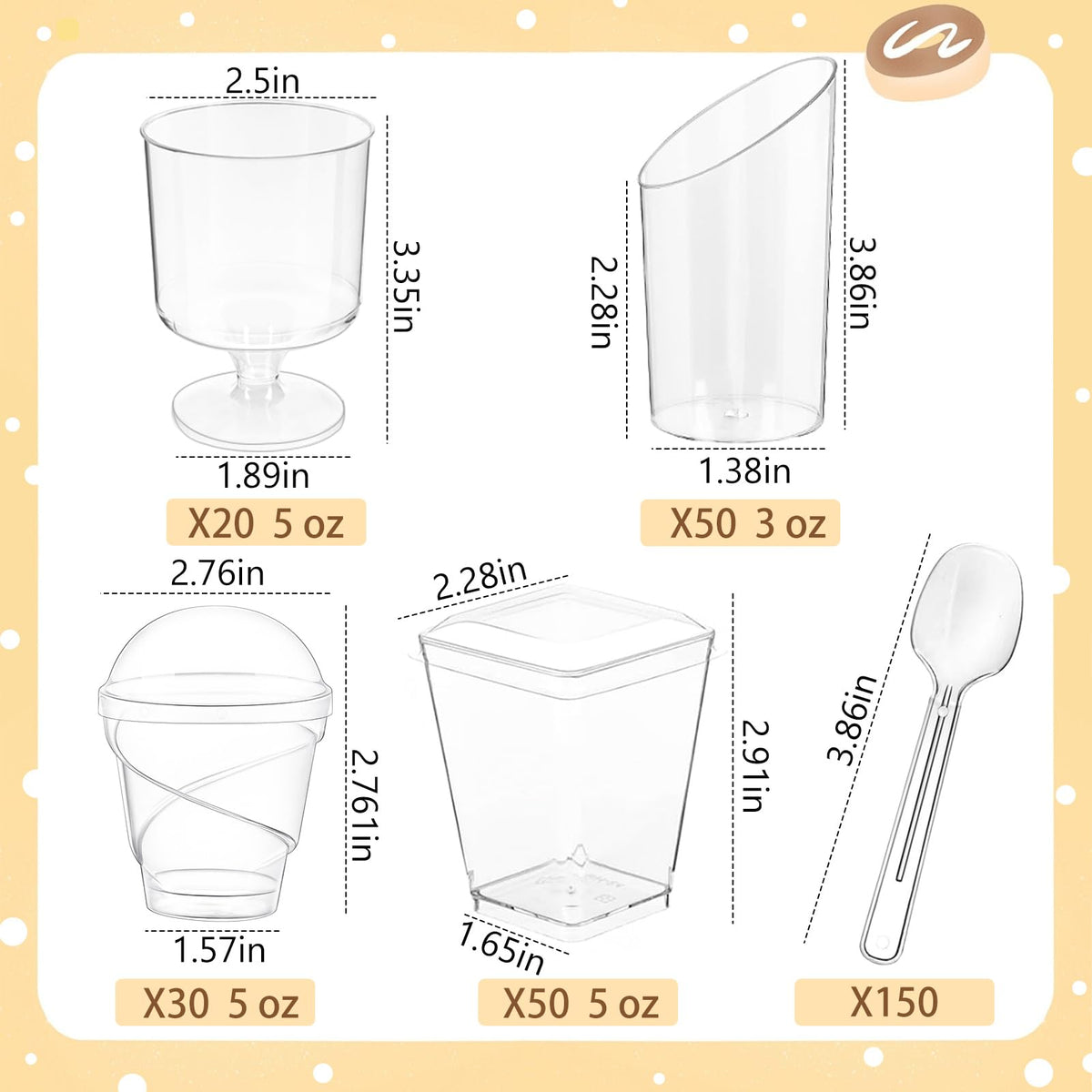 LifeIdeas tall 5oz dessert cups in clear plastic for elegant, layered presentations