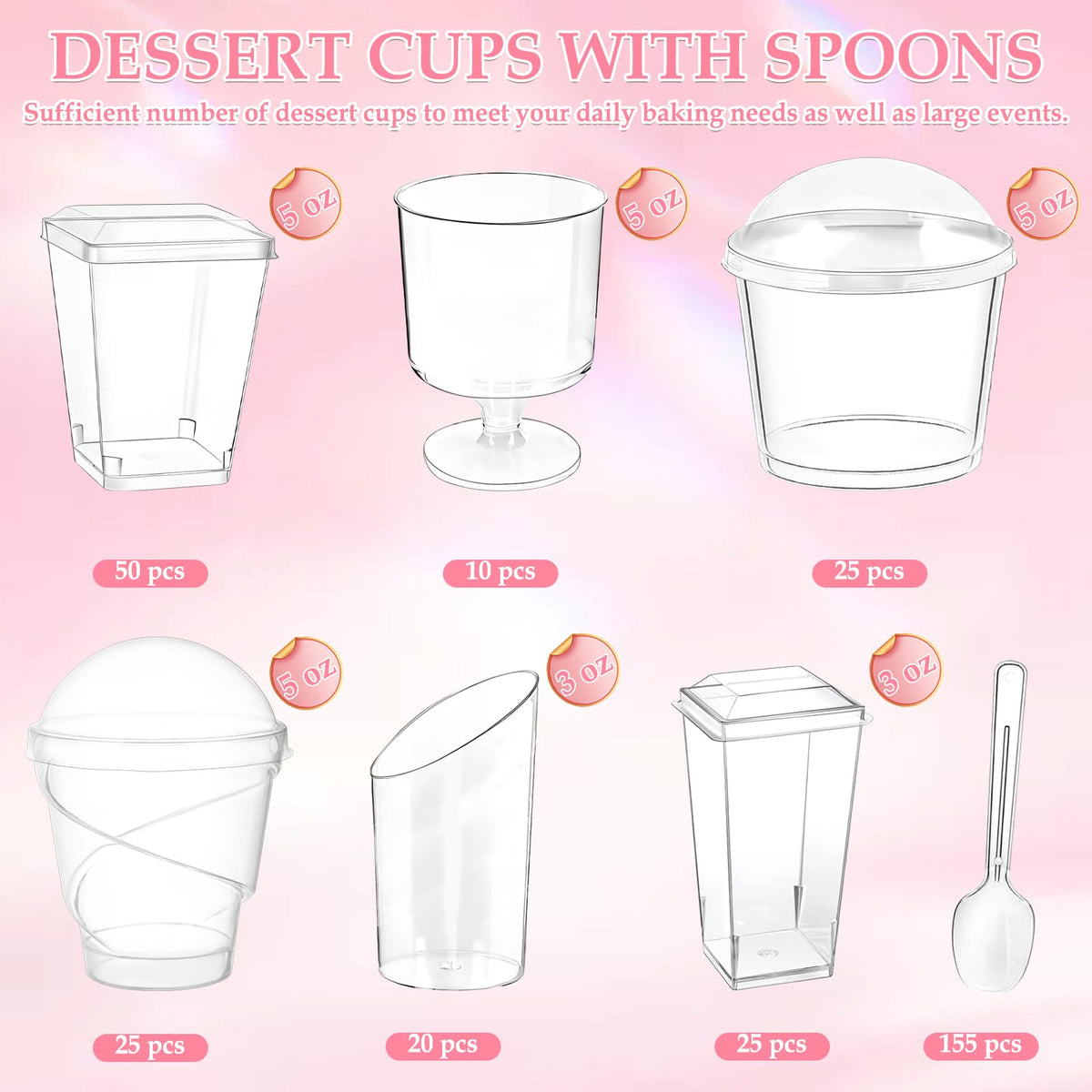 LifeisLuck 3oz clear dessert cups for bite-sized samples and shooters