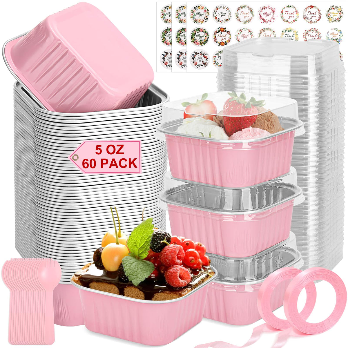LifeisLuck mini cake pans with lids in pink, ready for gifting and serving