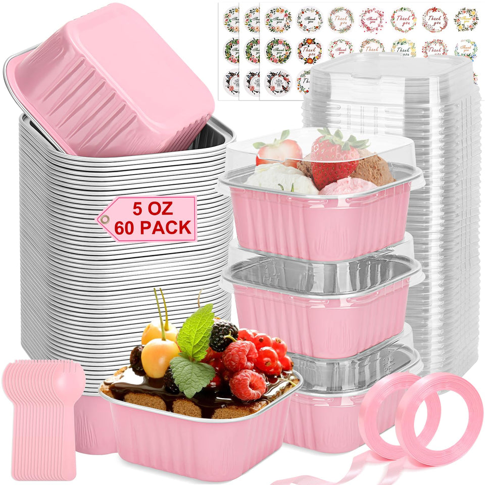 LifeisLuck mini cake pans with lids in pink, ready for gifting and serving