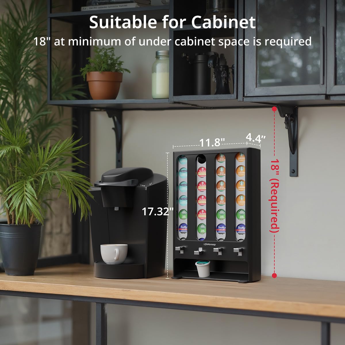 LifeMoreasy 28-pod K Cup organizer keeps coffee pods neatly arranged and accessible.