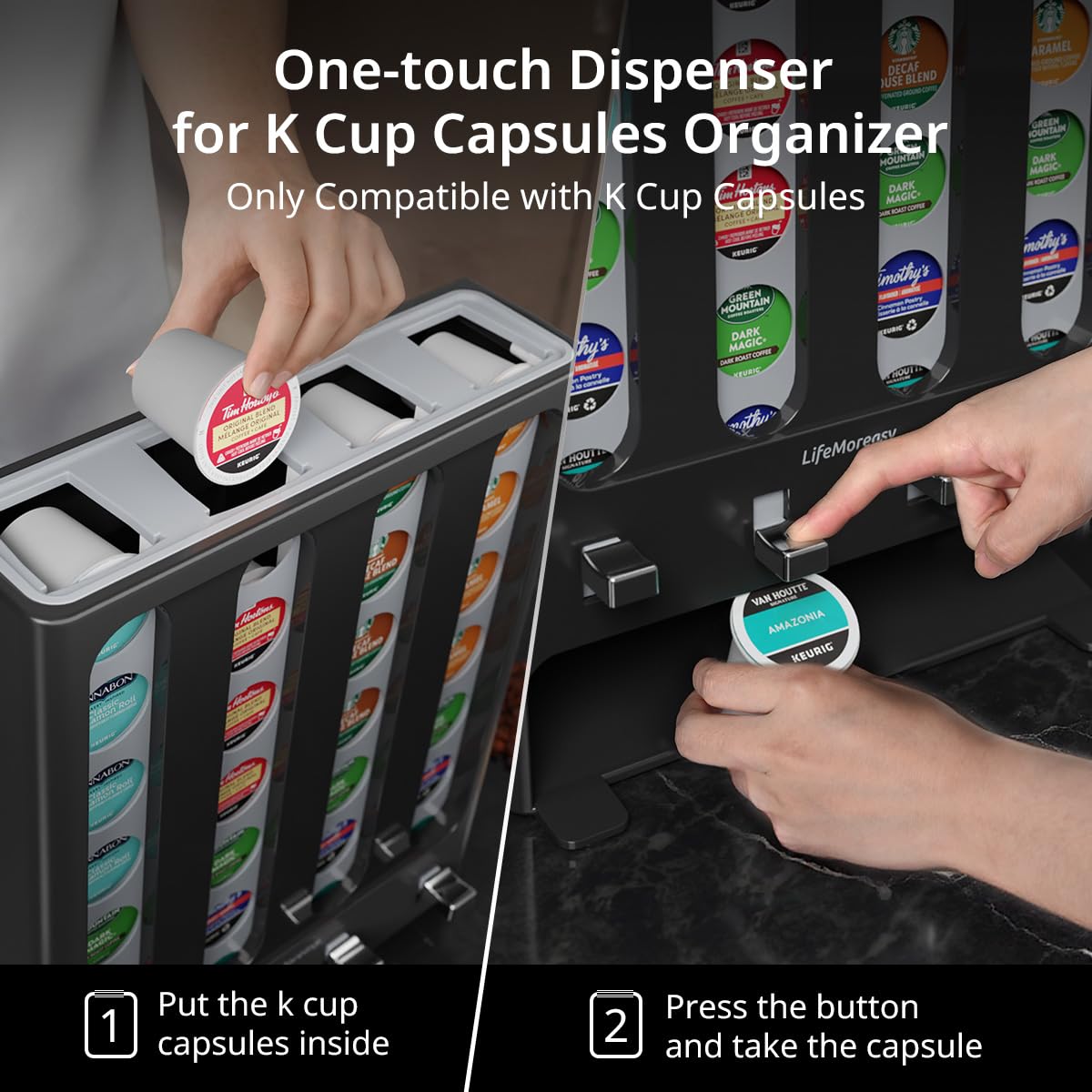 LifeMoreasy BPA-free plastic construction highlights durable, lightweight counter stability.