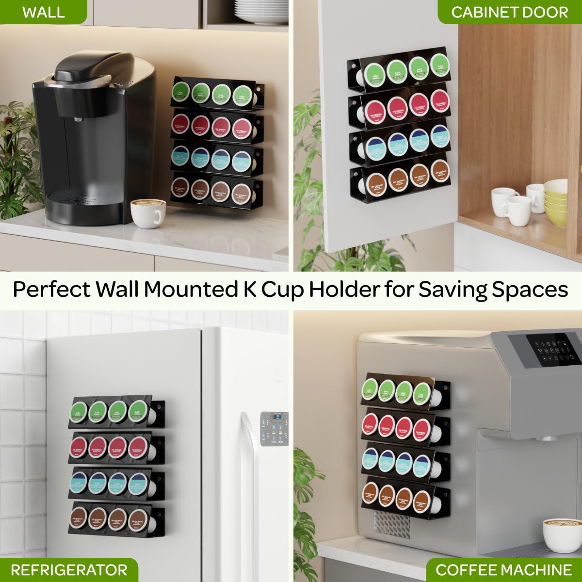 LifeMoreasy K Cup Holders magnetic adhesive screws enable flexible mounting options.