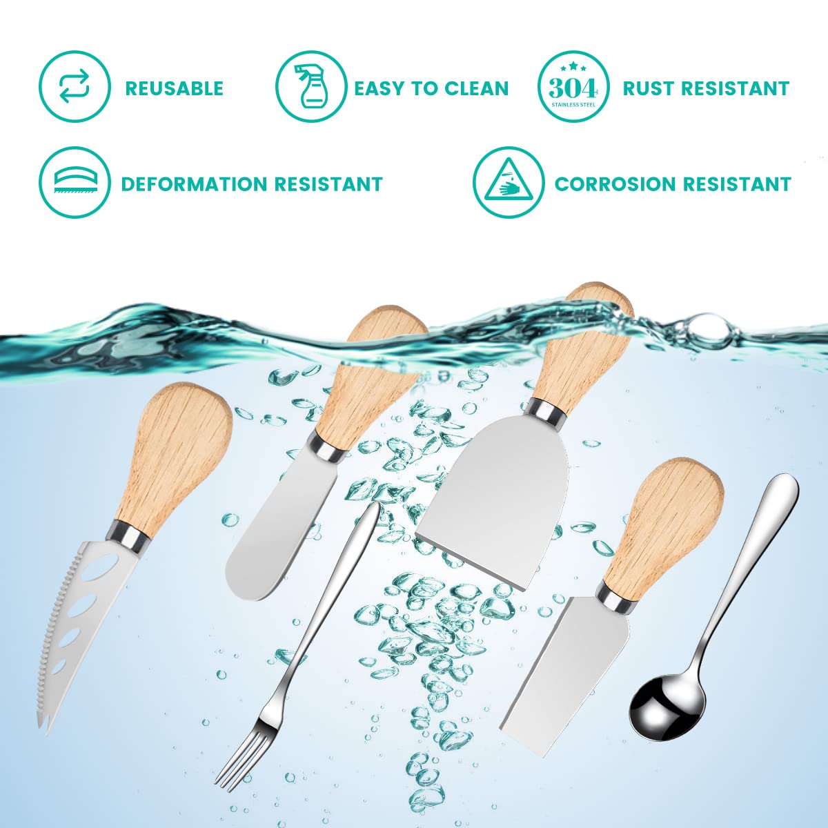 LifeMusican cheese knife set with mini spreaders for easy cheese application.