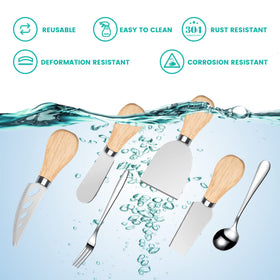 LifeMusican cheese knife set with mini spreaders for easy cheese application.