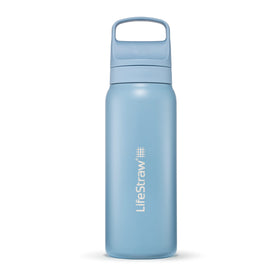 LifeStraw Go exterior bottle shows durable stainless steel for everyday use and travel.