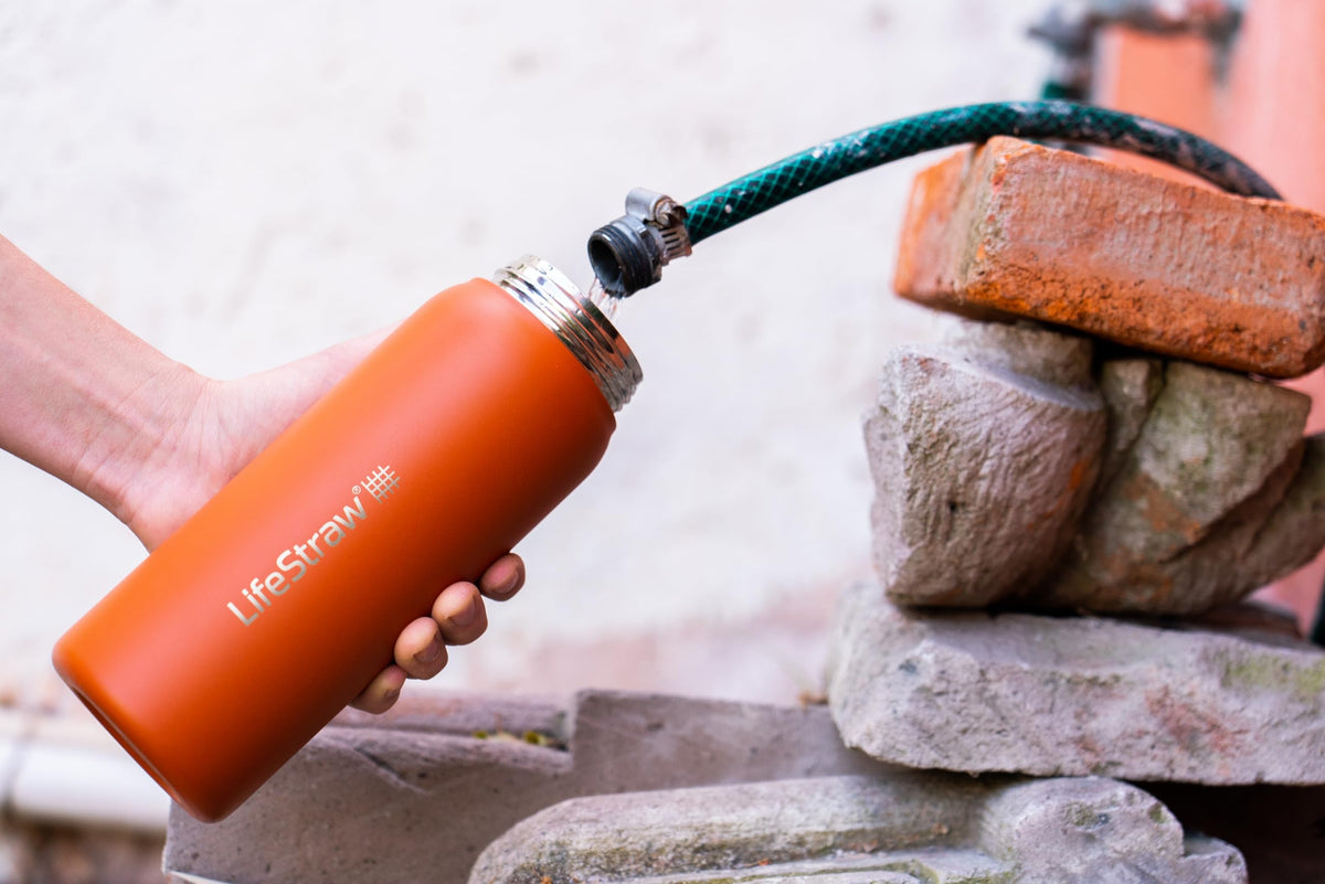 Insulated LifeStraw Go bottle keeps water cool on a day of adventures