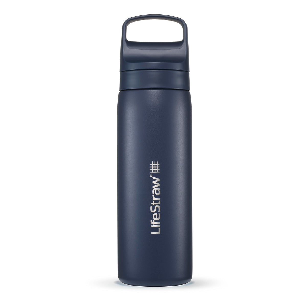 LifeStraw Go Series bottle cap close-up, leak-resistant lid for travel hydration.