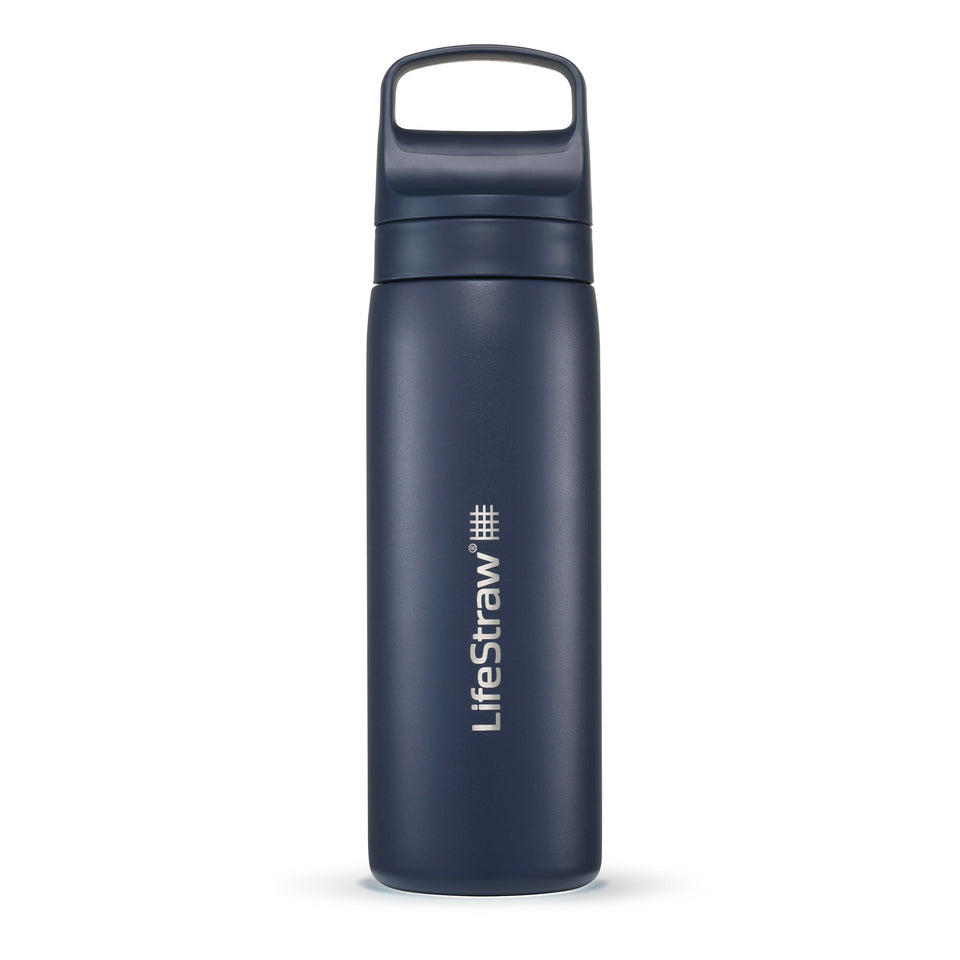 LifeStraw Go Series bottle cap close-up, leak-resistant lid for travel hydration.