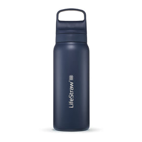 LifeStraw Go Series bottle front view in durable stainless steel for travel