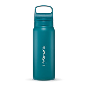 LifeStraw Go Series insulated bottle Laguna Teal cap, ideal for travel hydration