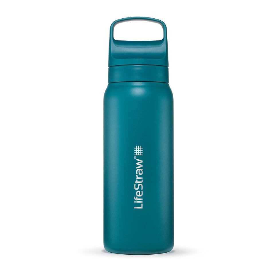 LifeStraw Go Series insulated bottle Laguna Teal cap, ideal for travel hydration