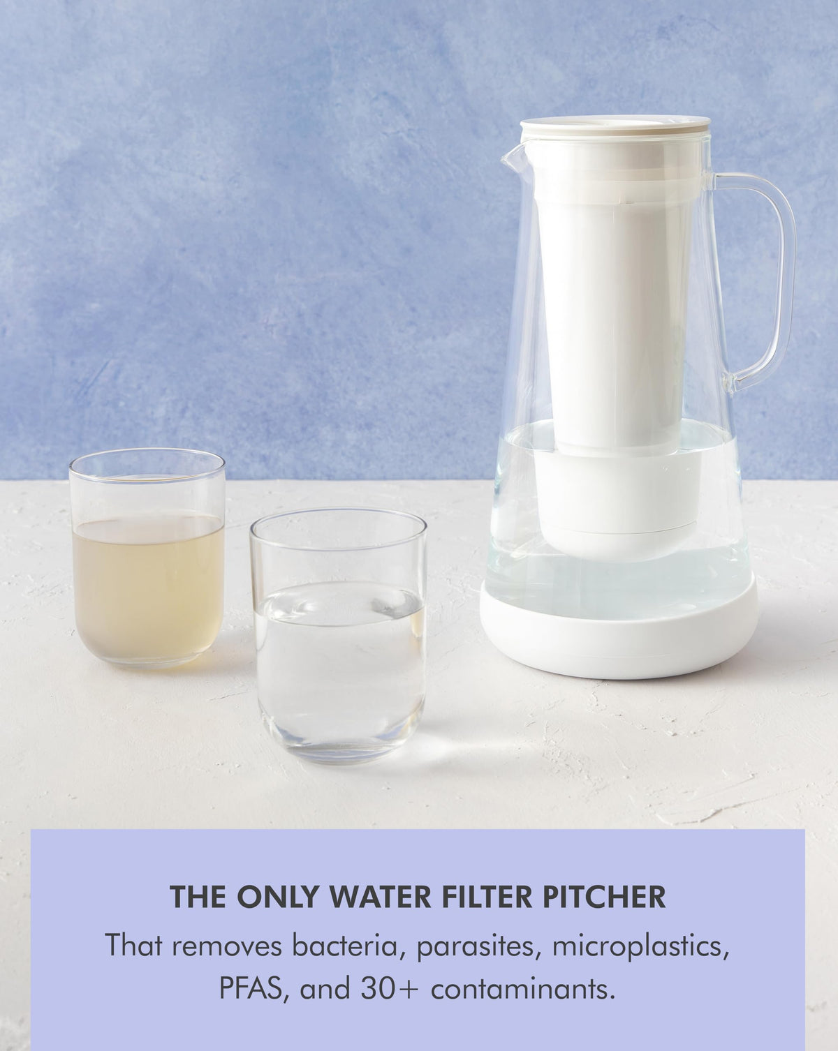 LifeStraw Home glass-base shot emphasizes durable, easy-to-clean design.