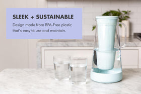 LifeStraw Home membrane microfilter highlights advanced filtration that removes bacteria and microplastics.