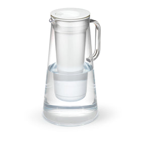 LifeStraw Home pitcher with lid open, easy-fill for rapid, convenient refills.