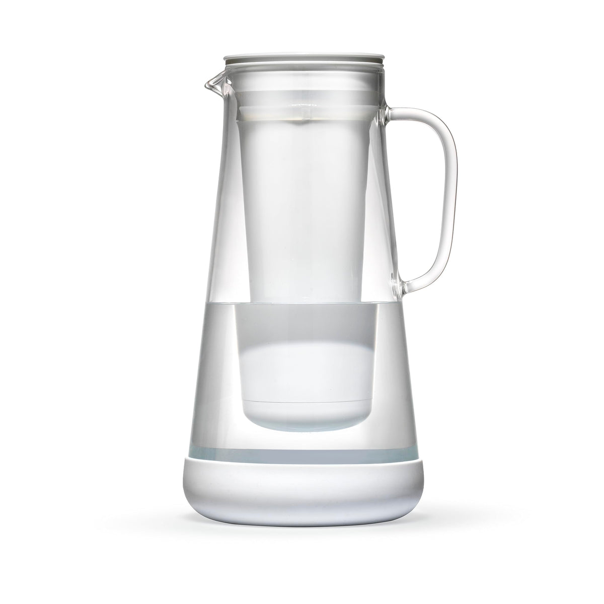 LifeStraw Home pitcher-side-view highlights premium borosilicate glass for clear water.