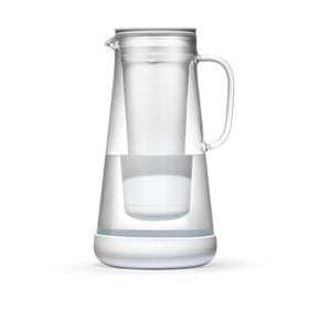 LifeStraw Home pitcher-side-view highlights premium borosilicate glass for clear water.