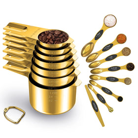 LIFETOWE Gold measuring cups set: compact nesting enables easy storage and precise measurements.
