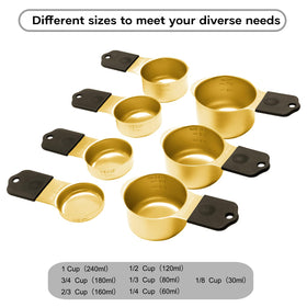 LIFETOWE magnetic gold cup 1/4 cup with engraved scale for precise measurement.