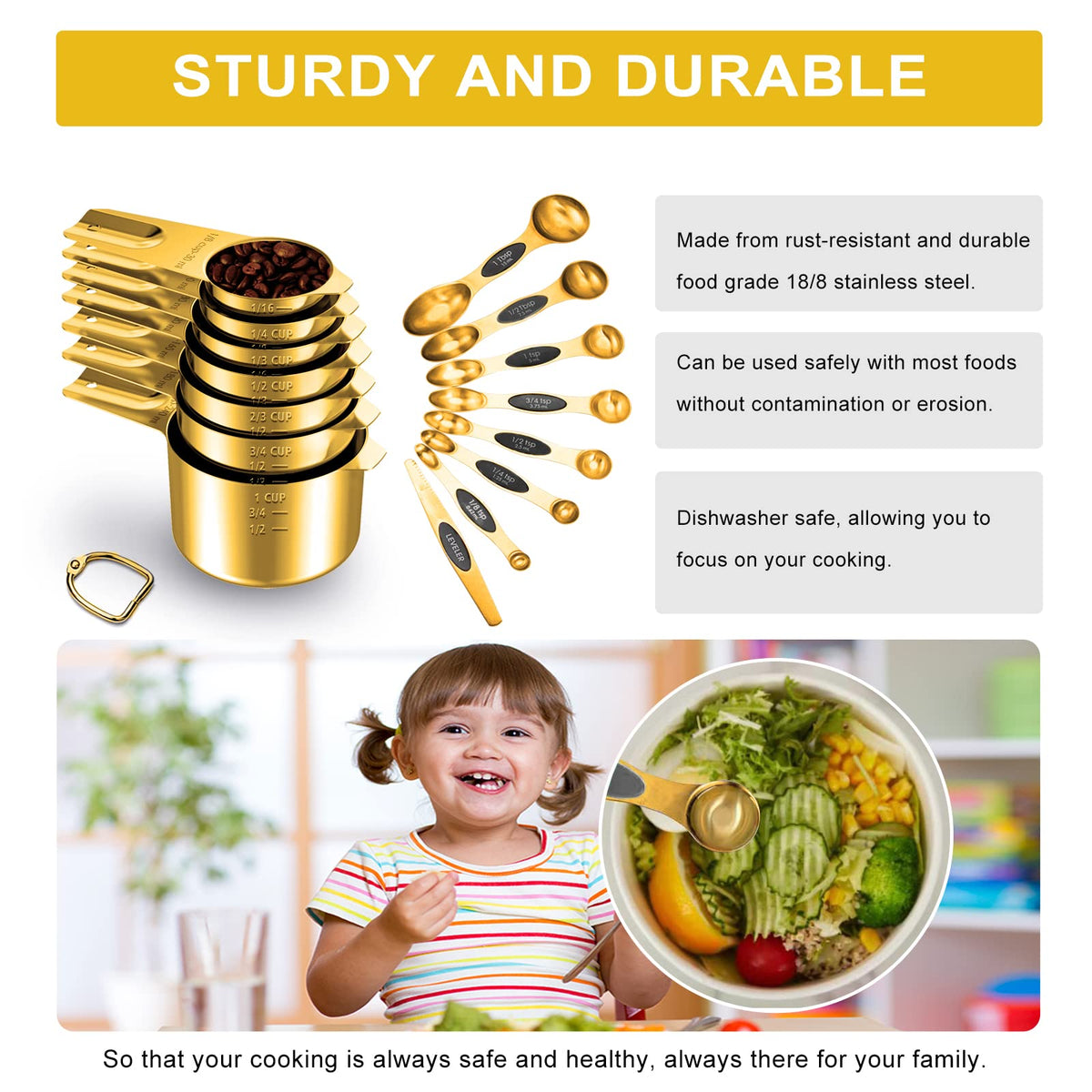 LIFETOWE one-piece measuring cup design shown for durability and easy cleaning.