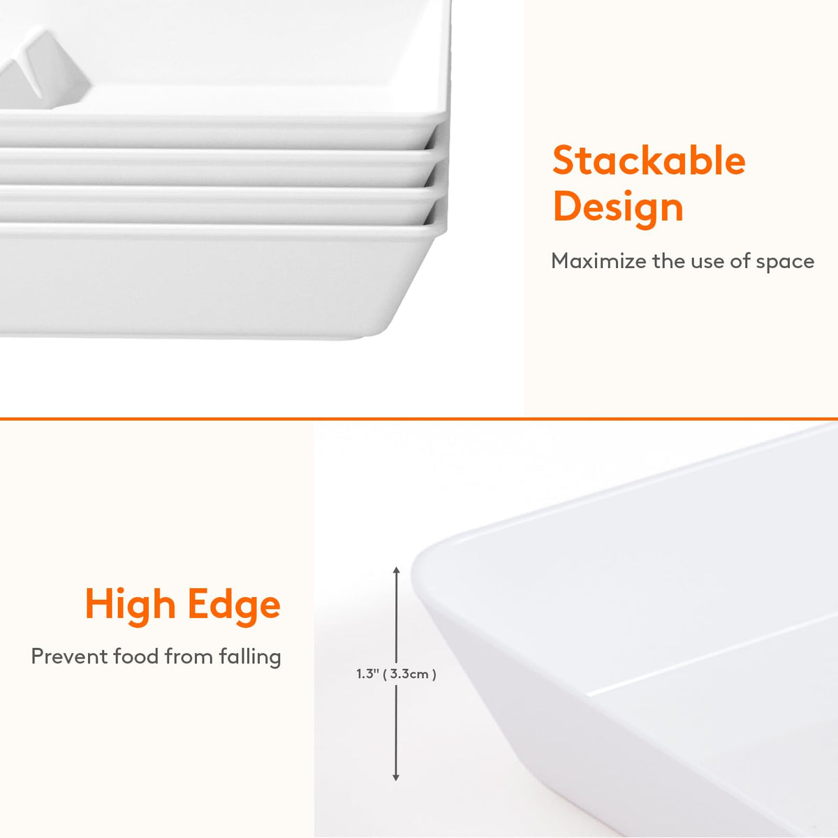 Lifewit trays feature 1.3-inch high sides to help prevent items from slipping.