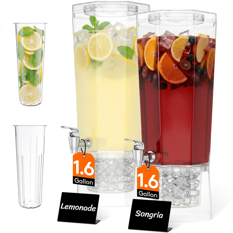 Lifewit 1.6 gallon dispenser with stand and ice core for cool party drinks.