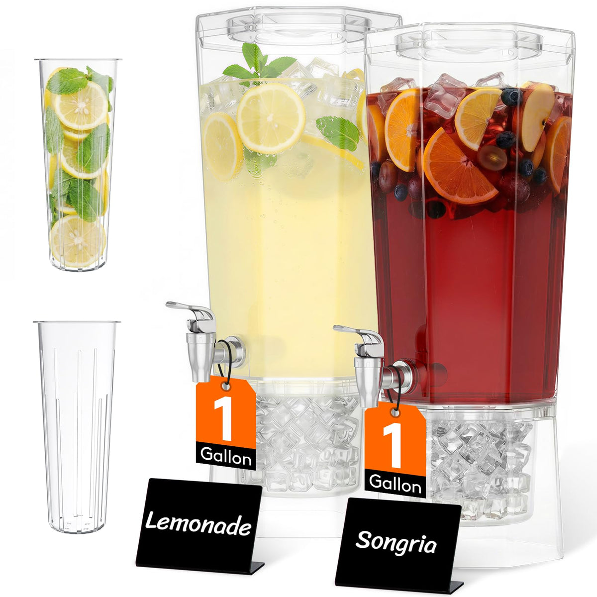 Lifewit 1 gallon drink dispenser with stand and ice core for party beverages.
