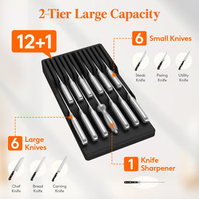Lifewit holds 12 knives plus sharpening steel for easy kitchen prep.