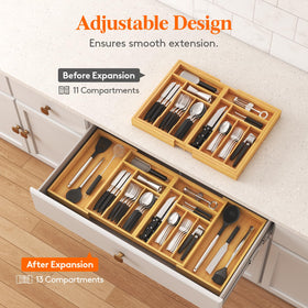 Lifewit 13-compartment layout keeps utensils neatly separated and easy to reach.