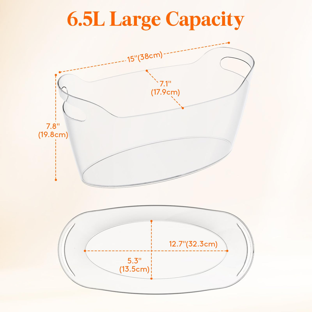 Lifewit 6.5L ice bucket interior showing ice and bottles.
