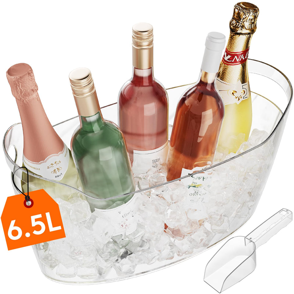 Lifewit 6.5L ice bucket in party setup with ample ice for bottles