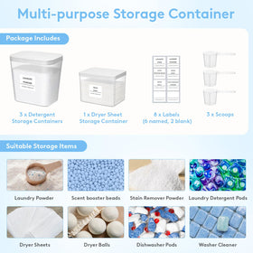Lifewit 68 oz dryer sheet holder stores up to 200 sheets.