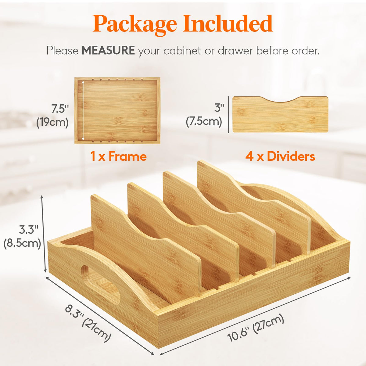 Lifewit bamboo dividers adjustable inserts for customizable compartments.