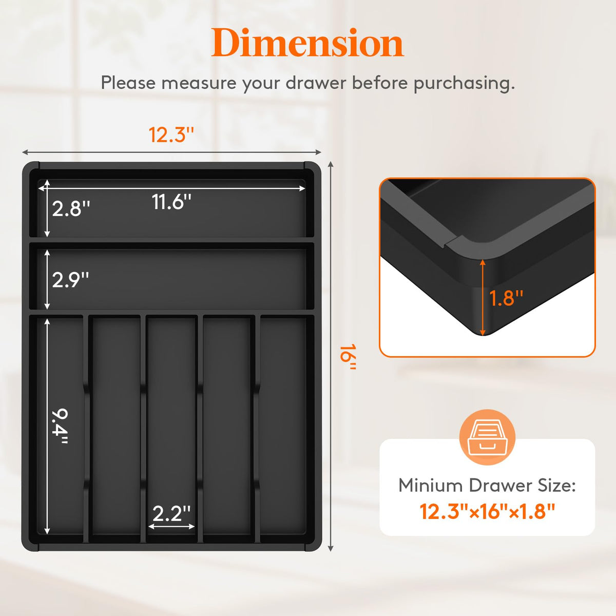 Lifewit BPA-free plastic construction for safe utensil storage