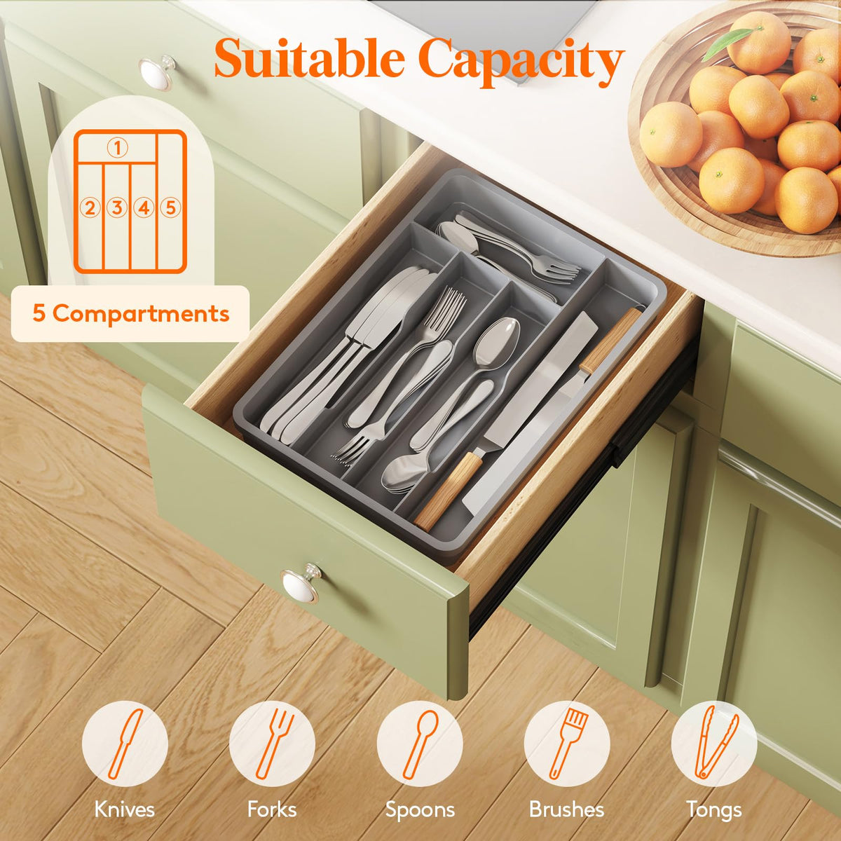 Lifewit BPA-free PP construction ensures safe kitchen storage.