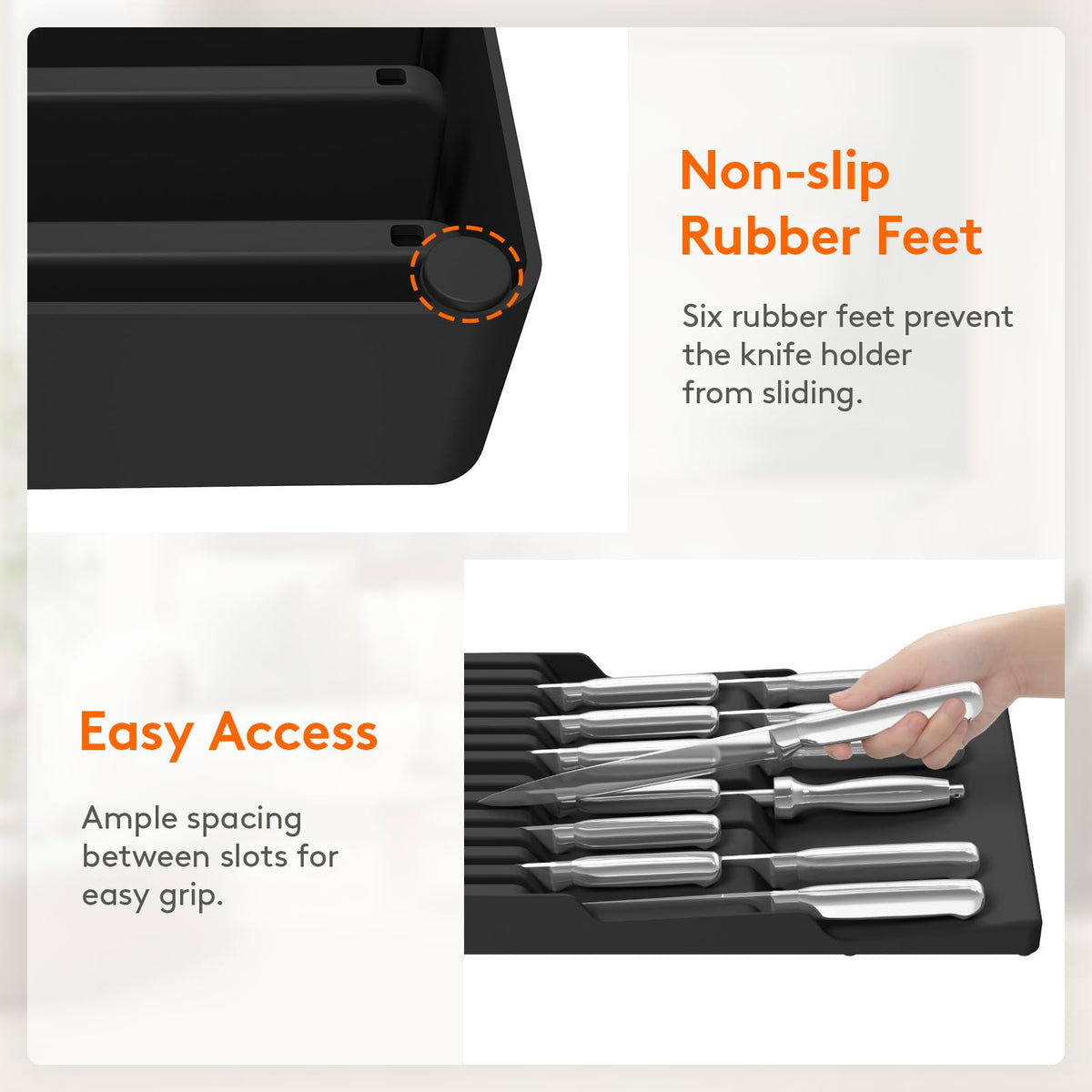 Lifewit BPA-free, food-grade PP material for safe storage of blades.
