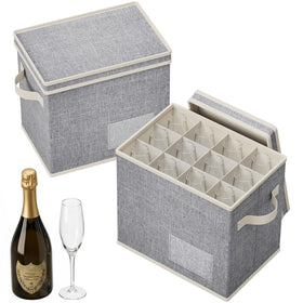 Lifewit champagne flute storage box with 12-cell front view protects glassware during move