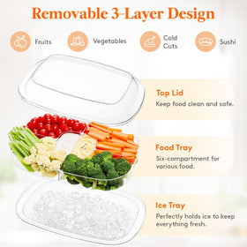 Lifewit chilled serving tray with two small compartments for sauces