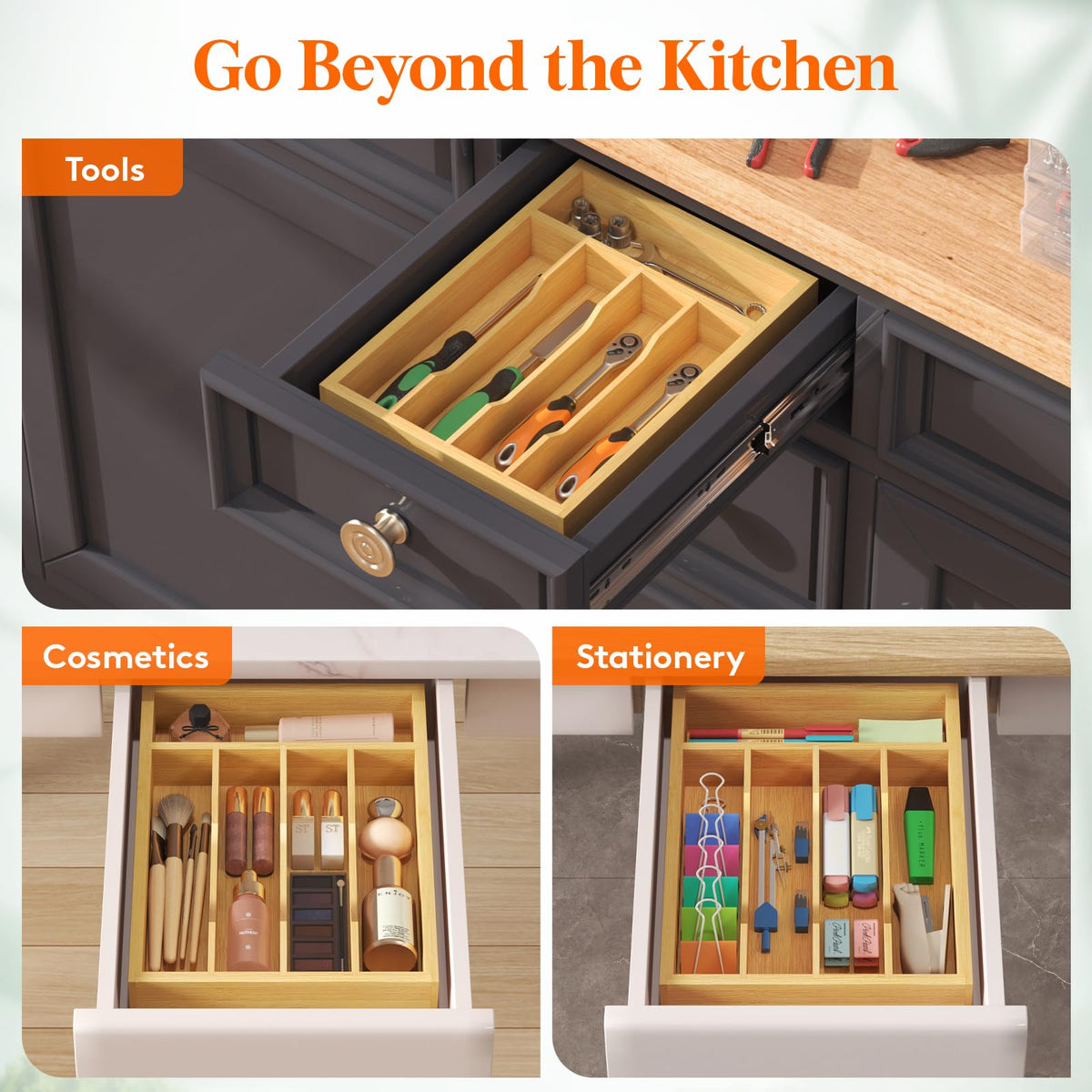 Lifewit clean-design silverware tray helps maintain a neat, uncluttered drawer