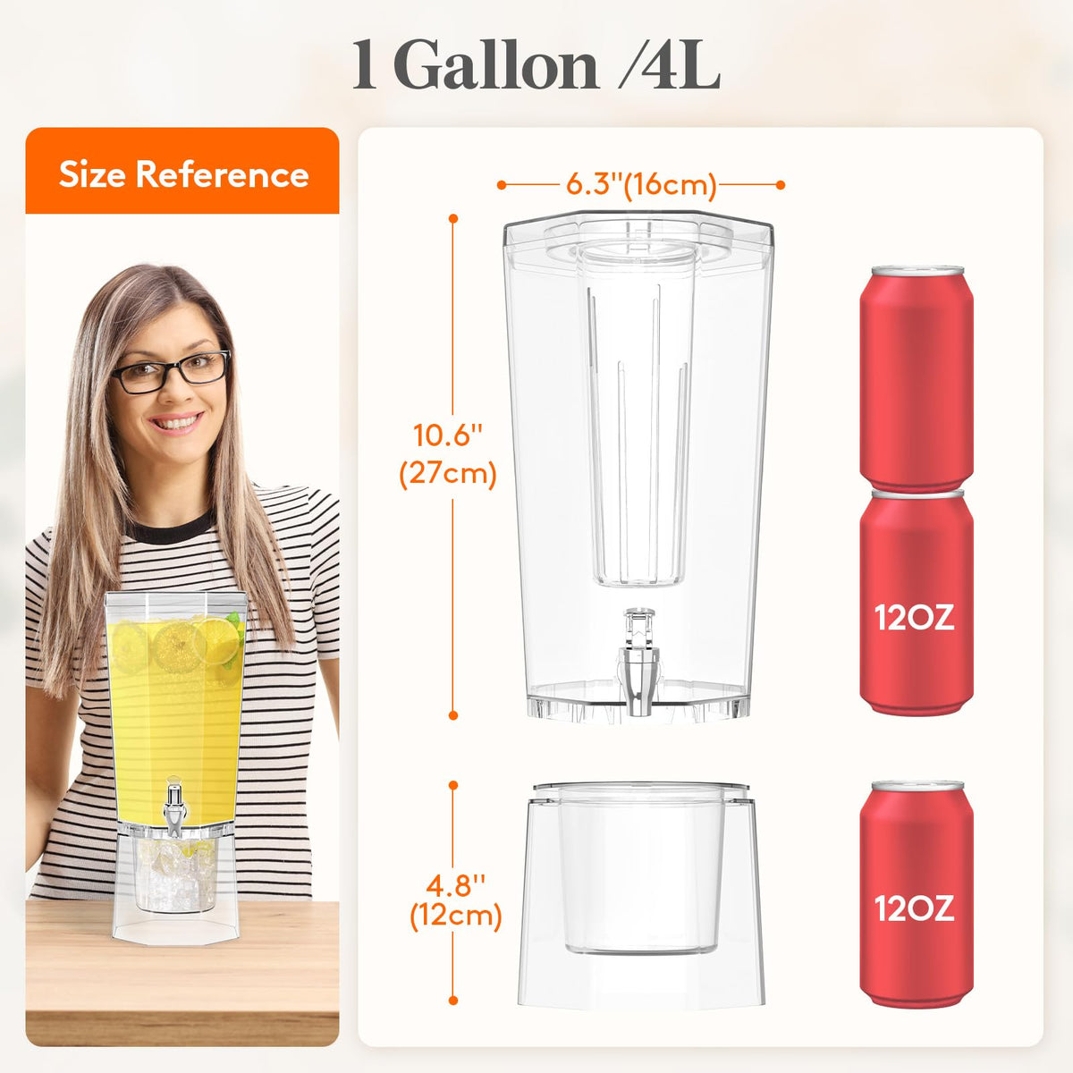 Lifewit clear lemonade dispenser with spigot for easy serving.
