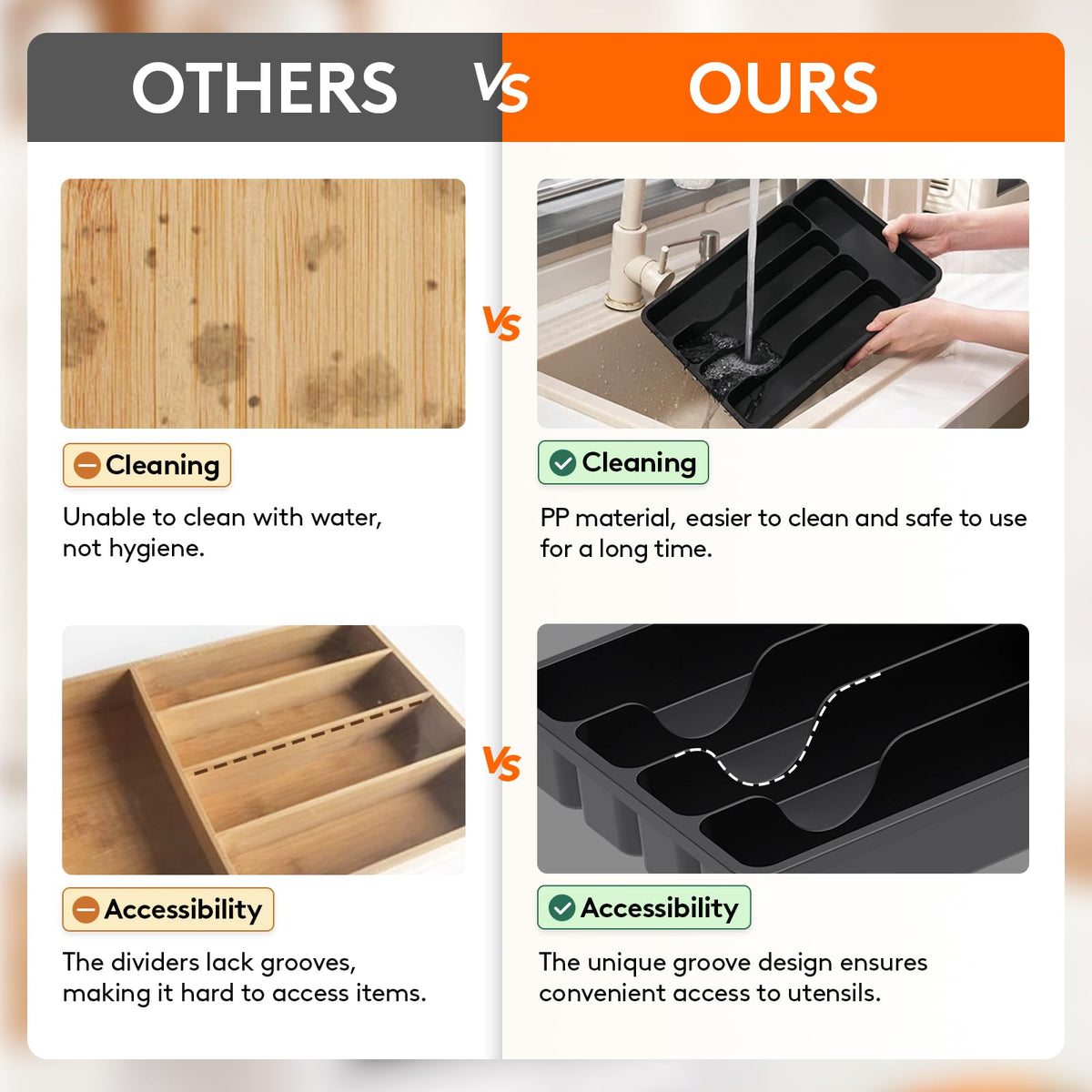 Durable PP material stands up to daily kitchen use
